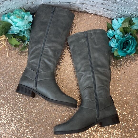 Journee Collection Meg Wide Calf Grey Tall Boots 8.5M-WC - Picture 2 of 13
